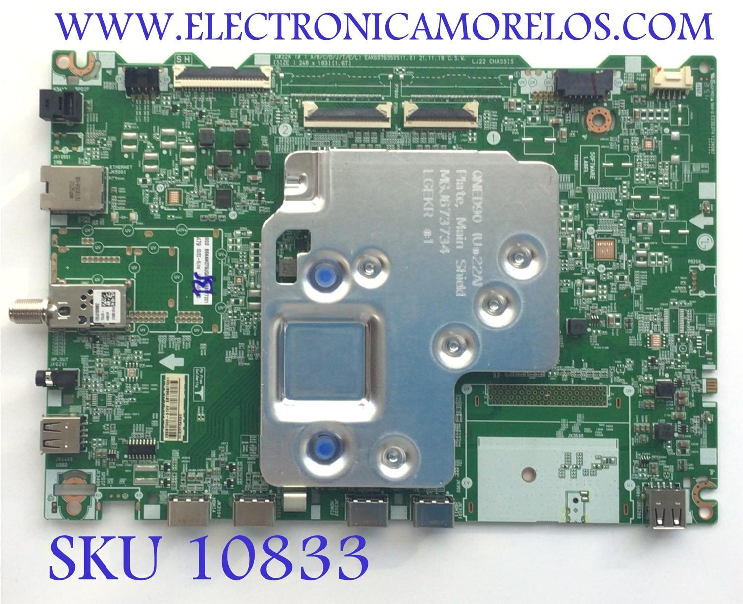 MAIN PARA TV LG NANOCELL 4K·UHD·HDR / NUMERO DE PARTE EBT66977201 / EAX69763505 / 2BEBT000-01VV / 6699777201 / MODELO 86NANO75UQA